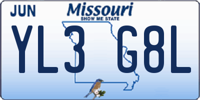 MO license plate YL3G8L