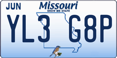MO license plate YL3G8P