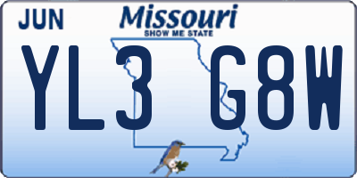 MO license plate YL3G8W