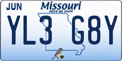 MO license plate YL3G8Y