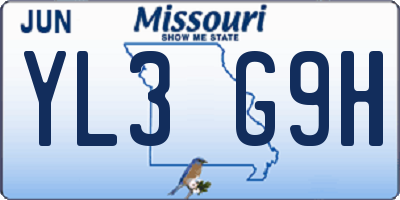 MO license plate YL3G9H