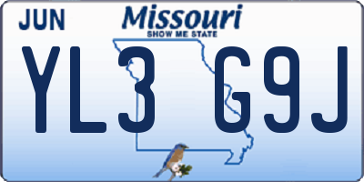 MO license plate YL3G9J