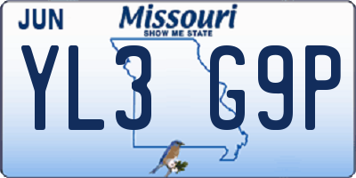 MO license plate YL3G9P