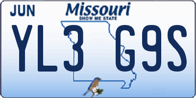 MO license plate YL3G9S