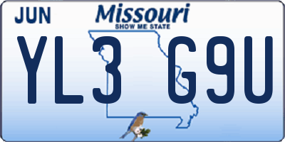 MO license plate YL3G9U