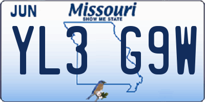 MO license plate YL3G9W