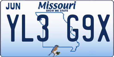 MO license plate YL3G9X