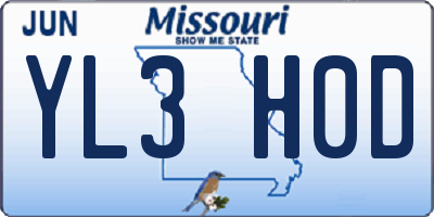 MO license plate YL3H0D