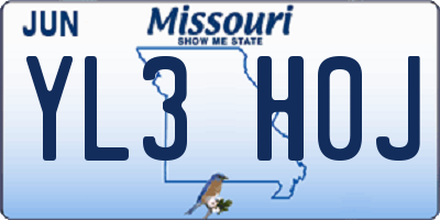 MO license plate YL3H0J