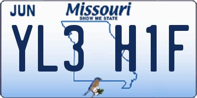 MO license plate YL3H1F