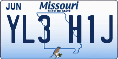 MO license plate YL3H1J