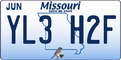 MO license plate YL3H2F