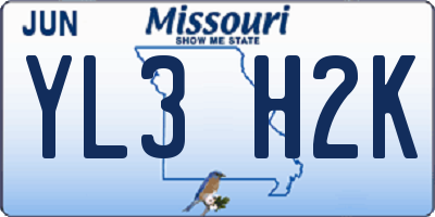 MO license plate YL3H2K