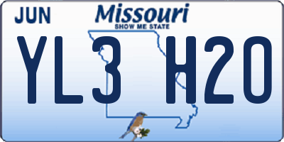 MO license plate YL3H2O