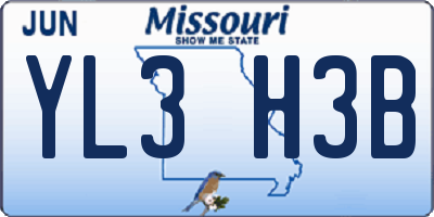 MO license plate YL3H3B