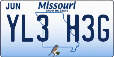 MO license plate YL3H3G