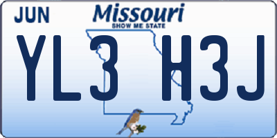 MO license plate YL3H3J