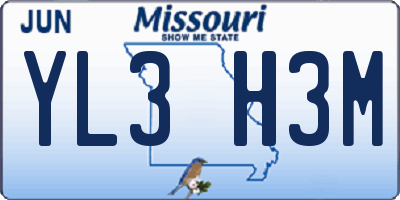 MO license plate YL3H3M