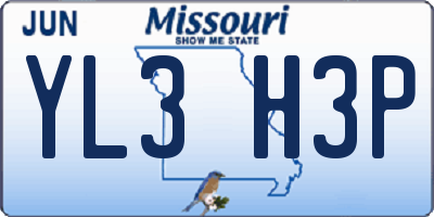 MO license plate YL3H3P