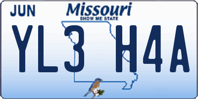 MO license plate YL3H4A