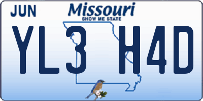 MO license plate YL3H4D