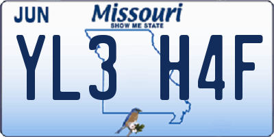 MO license plate YL3H4F