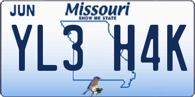 MO license plate YL3H4K