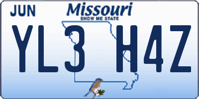 MO license plate YL3H4Z