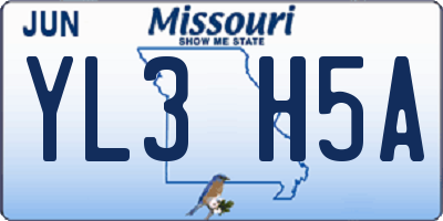 MO license plate YL3H5A