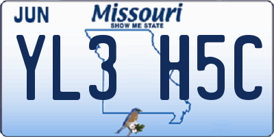 MO license plate YL3H5C