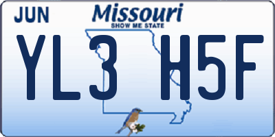 MO license plate YL3H5F