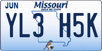 MO license plate YL3H5K