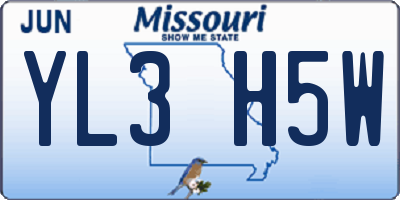 MO license plate YL3H5W