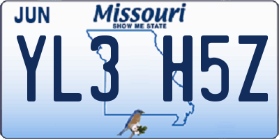 MO license plate YL3H5Z