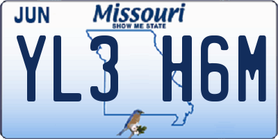 MO license plate YL3H6M