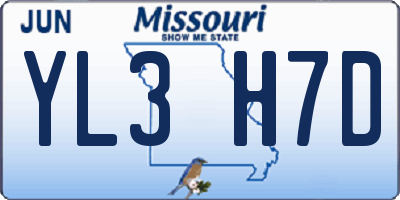 MO license plate YL3H7D