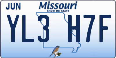 MO license plate YL3H7F
