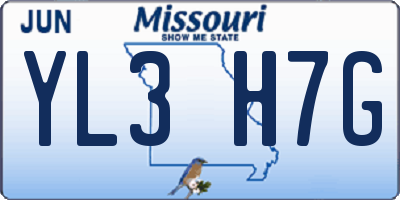 MO license plate YL3H7G
