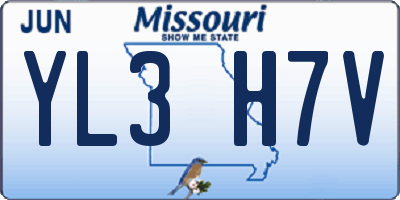 MO license plate YL3H7V