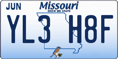 MO license plate YL3H8F