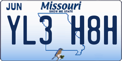 MO license plate YL3H8H
