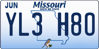 MO license plate YL3H8O