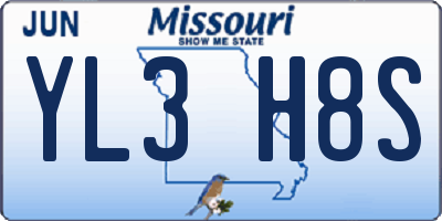 MO license plate YL3H8S
