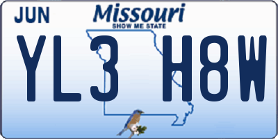 MO license plate YL3H8W