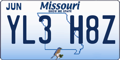 MO license plate YL3H8Z
