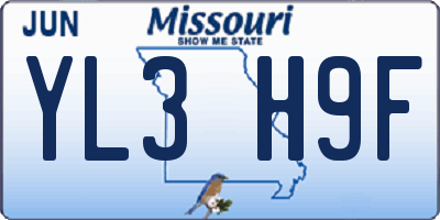 MO license plate YL3H9F