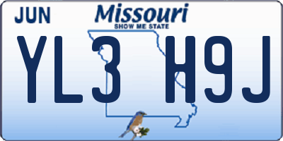 MO license plate YL3H9J