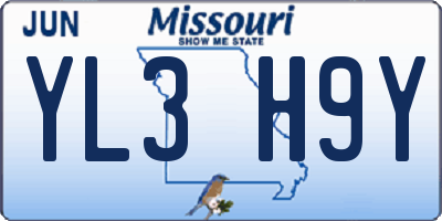 MO license plate YL3H9Y