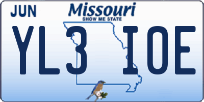 MO license plate YL3I0E