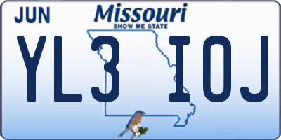 MO license plate YL3I0J